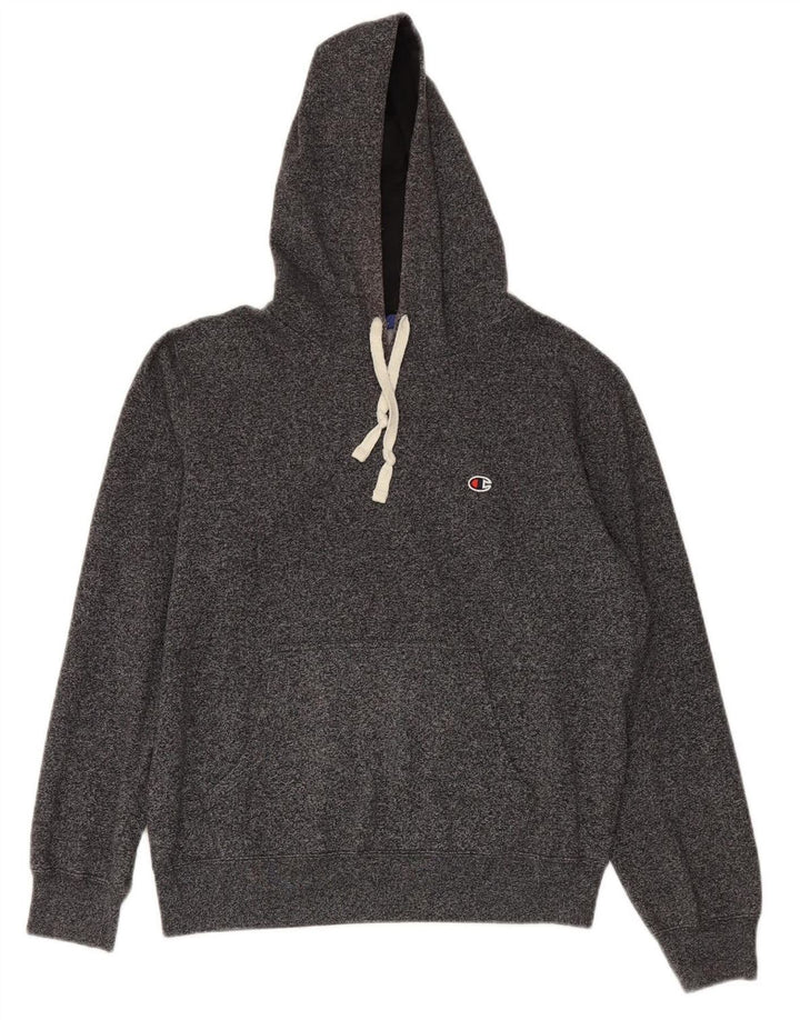 CHAMPION Mens Hoodie Jumper Large Grey Flecked Polyester