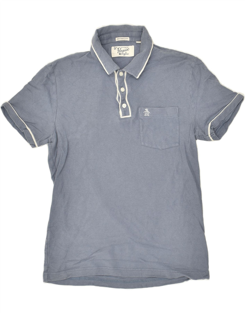 PENGUIN Mens Heritage Slim Fit Polo Shirt Medium Blue | Vintage Penguin | Thrift | Second-Hand Penguin | Used Clothing | Messina Hembry 