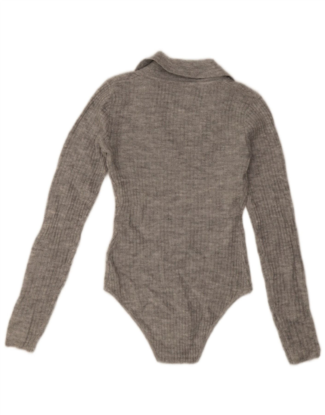 Jack Wills Womens Long Sleeve Bodysuit UK 8 Small Grey Acrylic