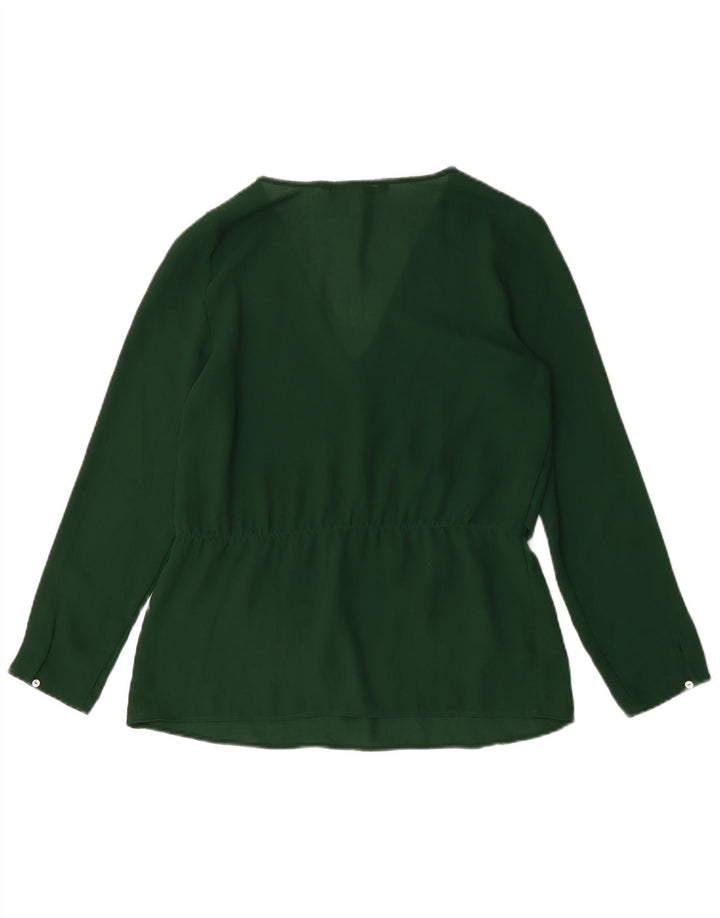 Zara Womens Long Sleeve Blouse Top UK 10 Small Green