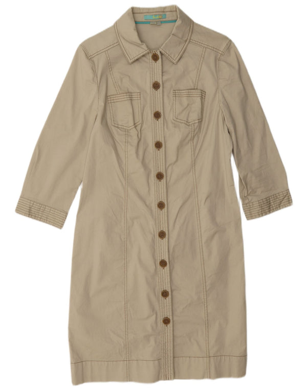 Boden Girls Shirt Dress 11-12 Years Beige Cotton