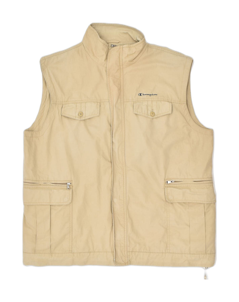 CHAMPION Mens Utility Gilet UK 44 2XL Beige Cotton | Vintage | Thrift | Second-Hand | Used Clothing | Messina Hembry 