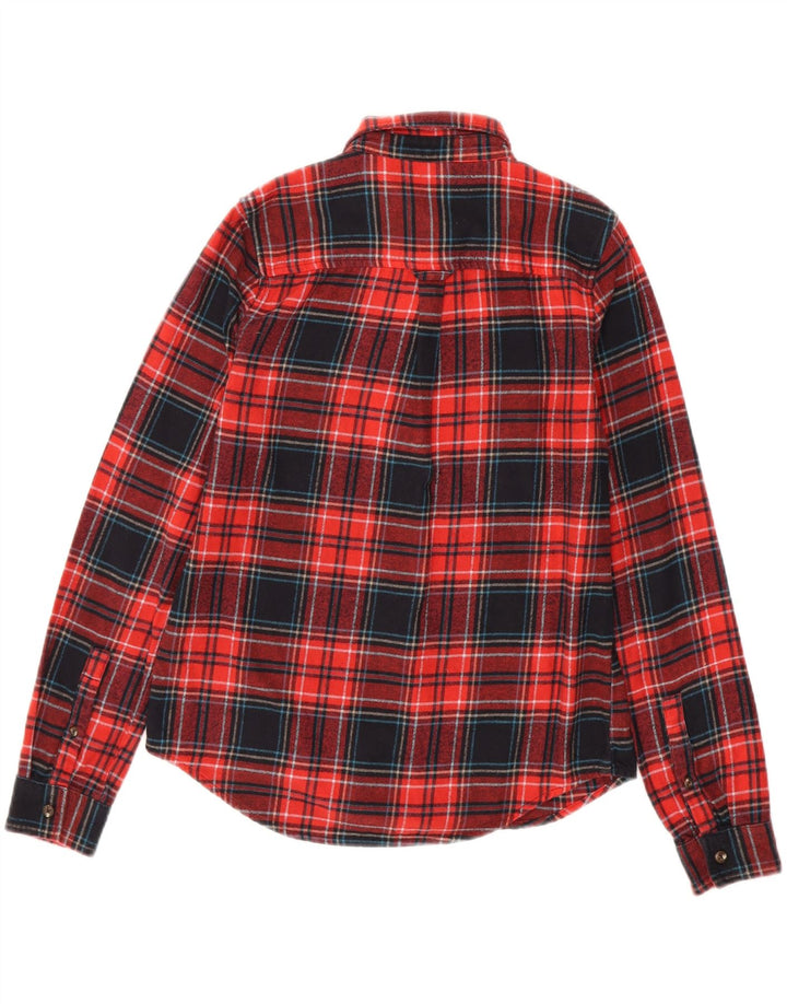 SUPERDRY Womens Flannel Shirt UK 8 Small Red Check Cotton
