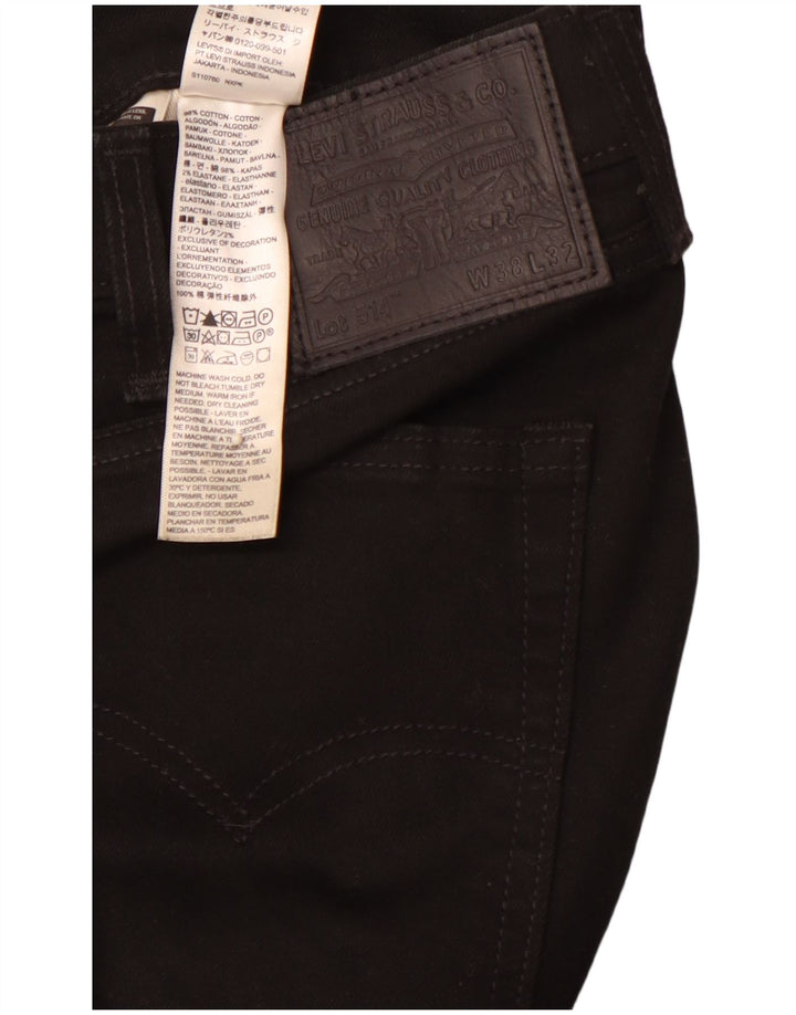 LEVI'S Mens 514 Straight Jeans W38 L32 Black Cotton