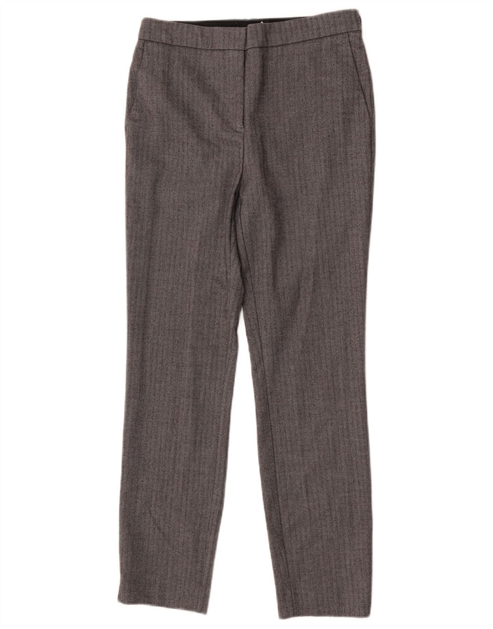 Zara Womens Slim Suit Trousers Small W26 L26 Grey Herringbone