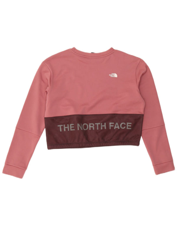The North Face Womens Crop Sweatshirt Jumper UK 16 Large Pink Colourblock