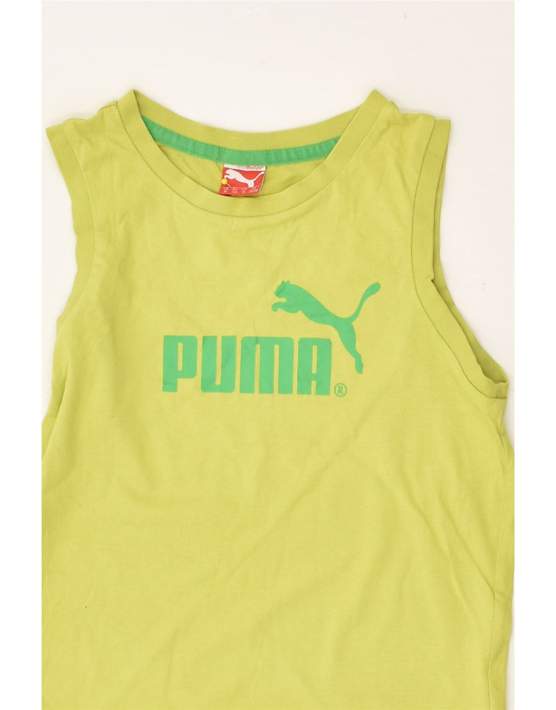 PUMA Boys Graphic Vest Top 9-10 Years Medium Green Cotton | Vintage Puma | Thrift | Second-Hand Puma | Used Clothing | Messina Hembry 