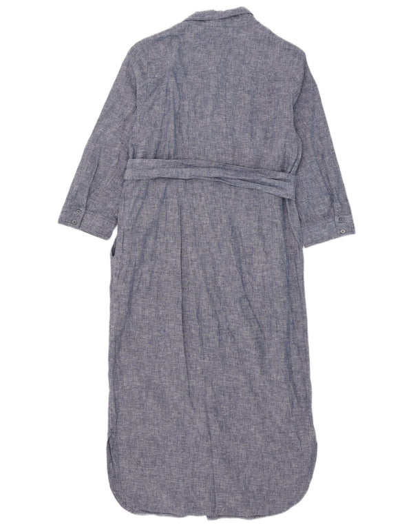 Boden Womens 3/4 Sleeve Oversized Shirt Dress UK 10 Small Navy Blue Linen
