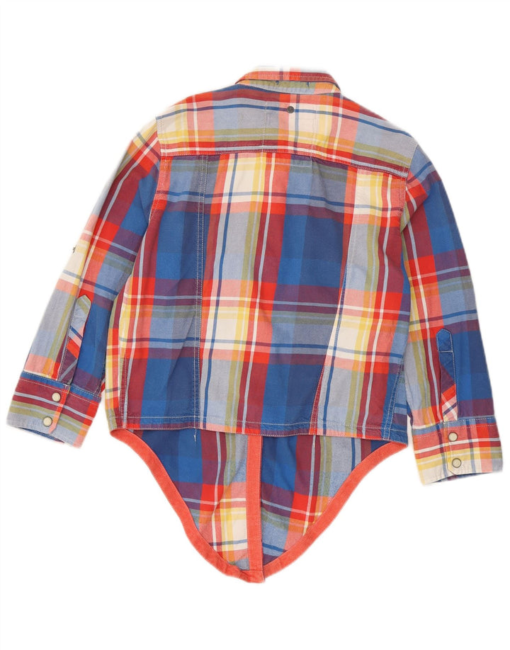 Superdry Womens Pullover Flannel Shirt UK 12 Medium Blue Check Cotton