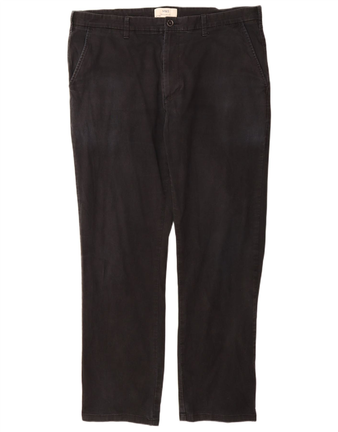 Marks & Spencer Mens Regular Fit Chino Trousers W38 L33 Black Cotton
