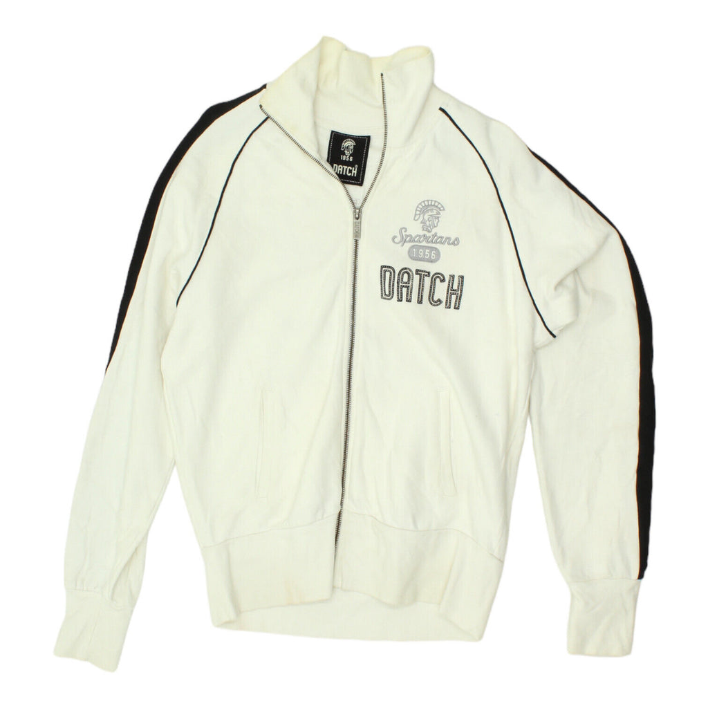 Datch Spartans Mens White Full Zip Track Jacket | Casual Sportswear Sweat Top | Vintage Messina Hembry | Thrift | Second-Hand Messina Hembry | Used Clothing | Messina Hembry 