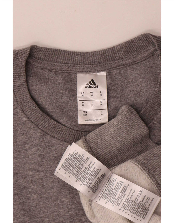Adidas Mens Sweatshirt Jumper Medium Grey Flecked Cotton