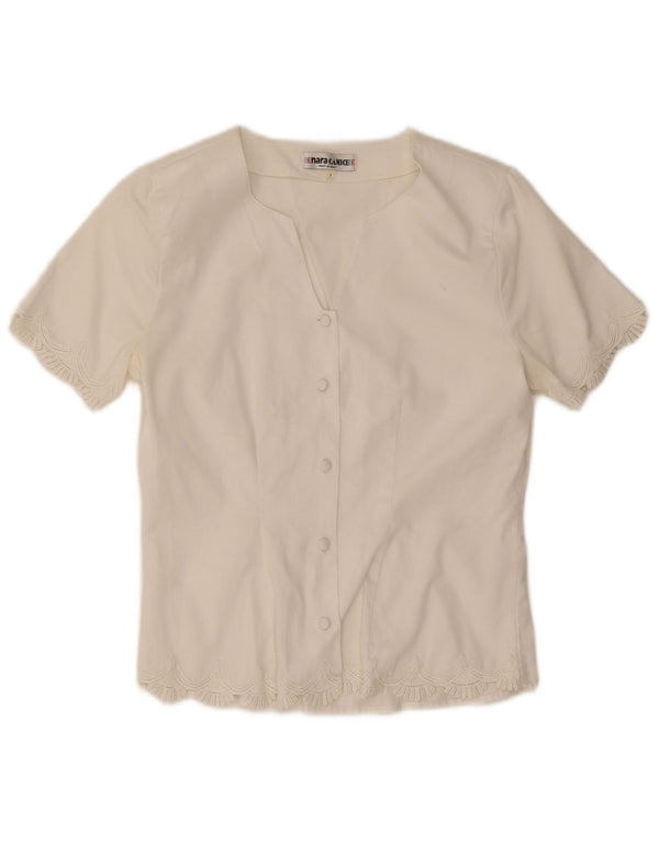 Naracamicee Womens Short Sleeve Shirt Blouse UK 10 Small White Cotton