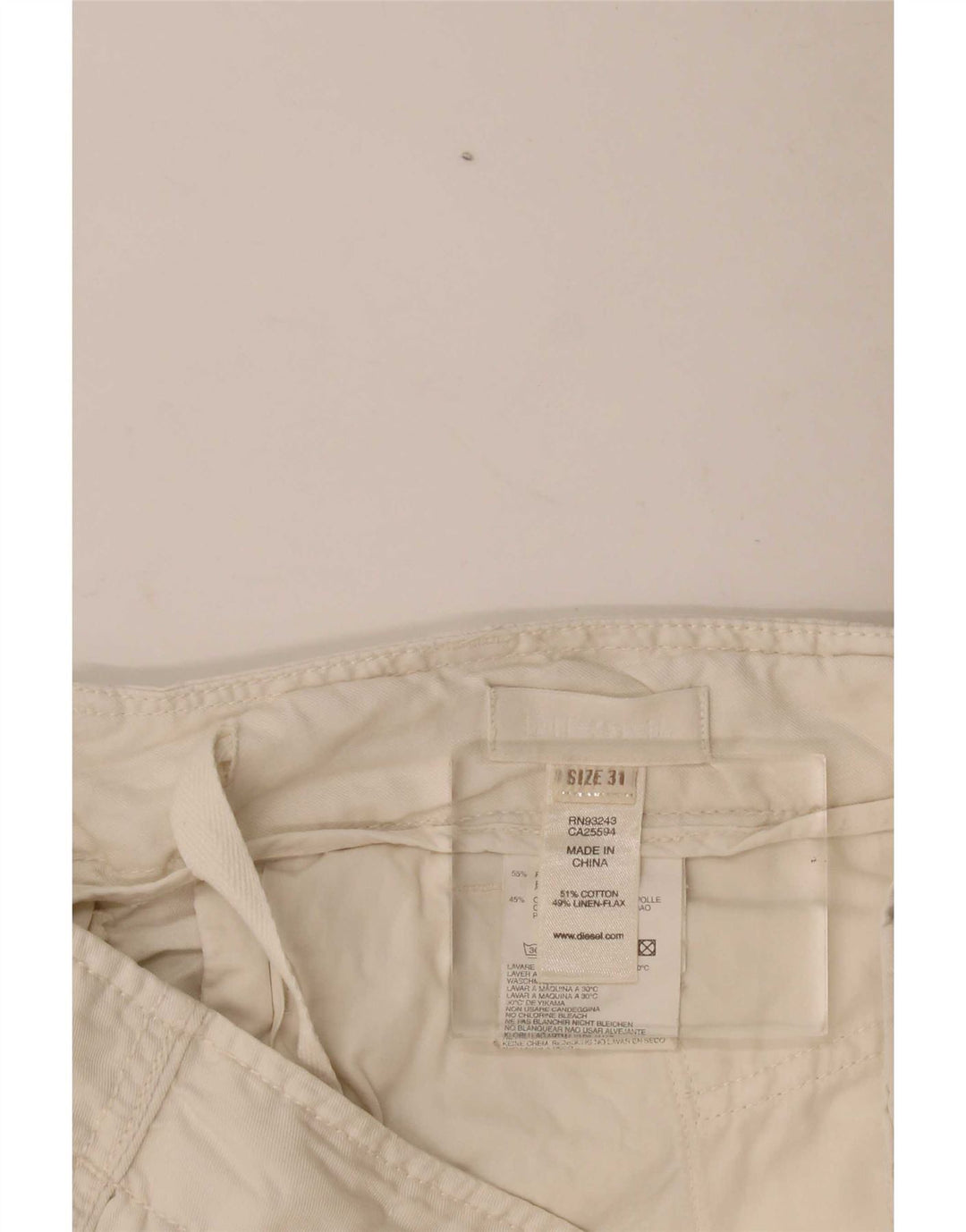 Diesel Womens Cargo Shorts W31 Medium White Cotton