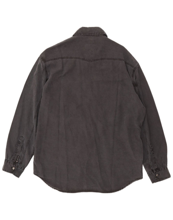 Trussardi Jeans Mens Denim Shirt Medium Grey Tencel