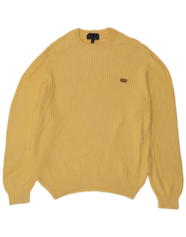 LES COPAINS Womens Blue Eagle Crew Neck Jumper Sweater IT 48 XL Yellow