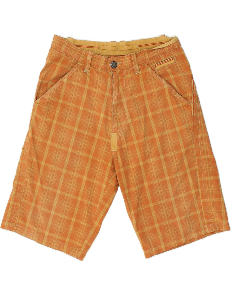 MURPHY & NYE Mens Chino Shorts W32 Medium Orange Check Cotton | Vintage Murphy & Nye | Thrift | Second-Hand Murphy & Nye | Used Clothing | Messina Hembry 