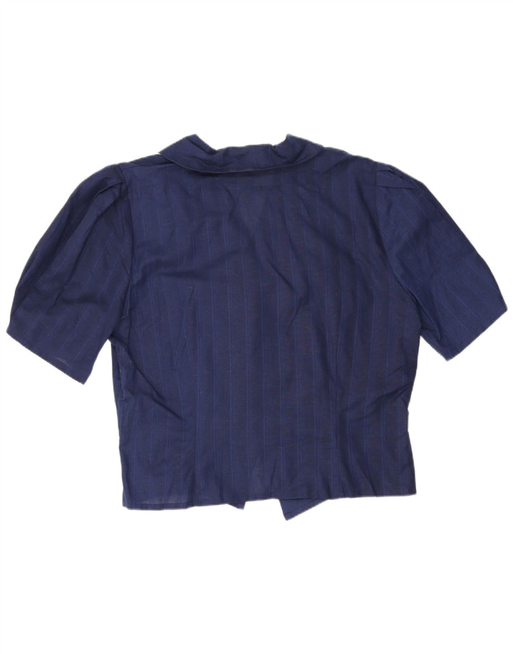 Vintage Womens Shirt Blouse IT 44 Medium Navy Blue Striped
