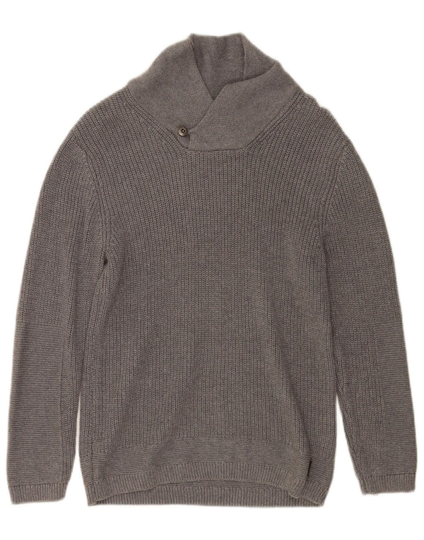 Zara Boys Shawl Neck Jumper Sweater 9-10 Years Grey Cotton