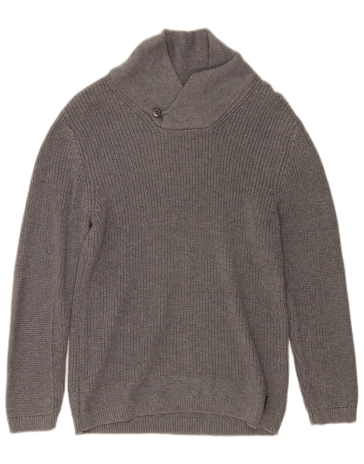 Zara Boys Shawl Neck Jumper Sweater 9-10 Years Grey Cotton