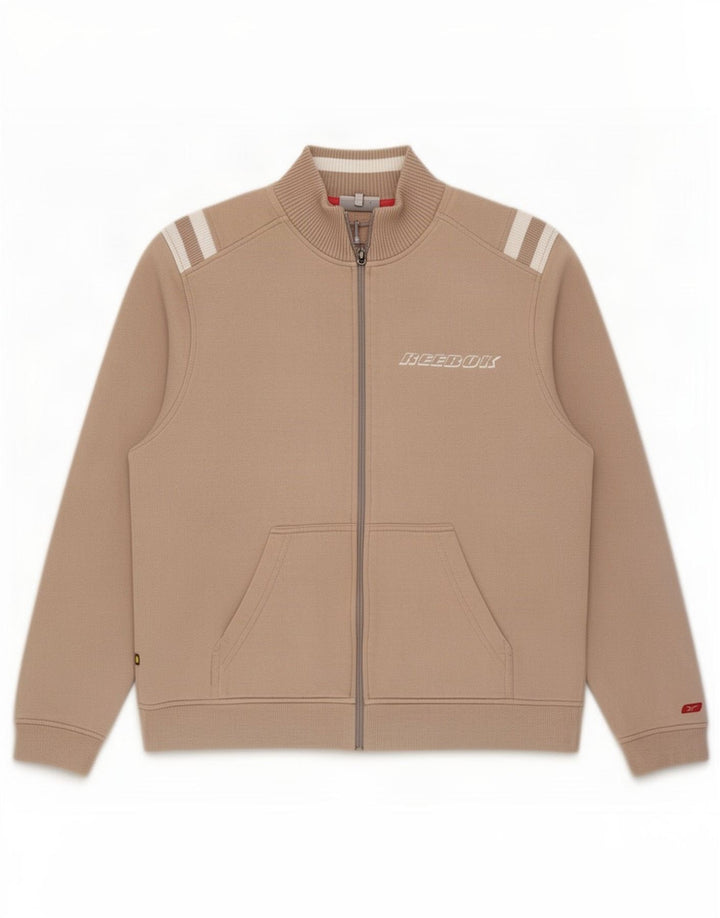 Reebok Womens Tracksuit Top Jacket UK 14 Medium Beige Cotton