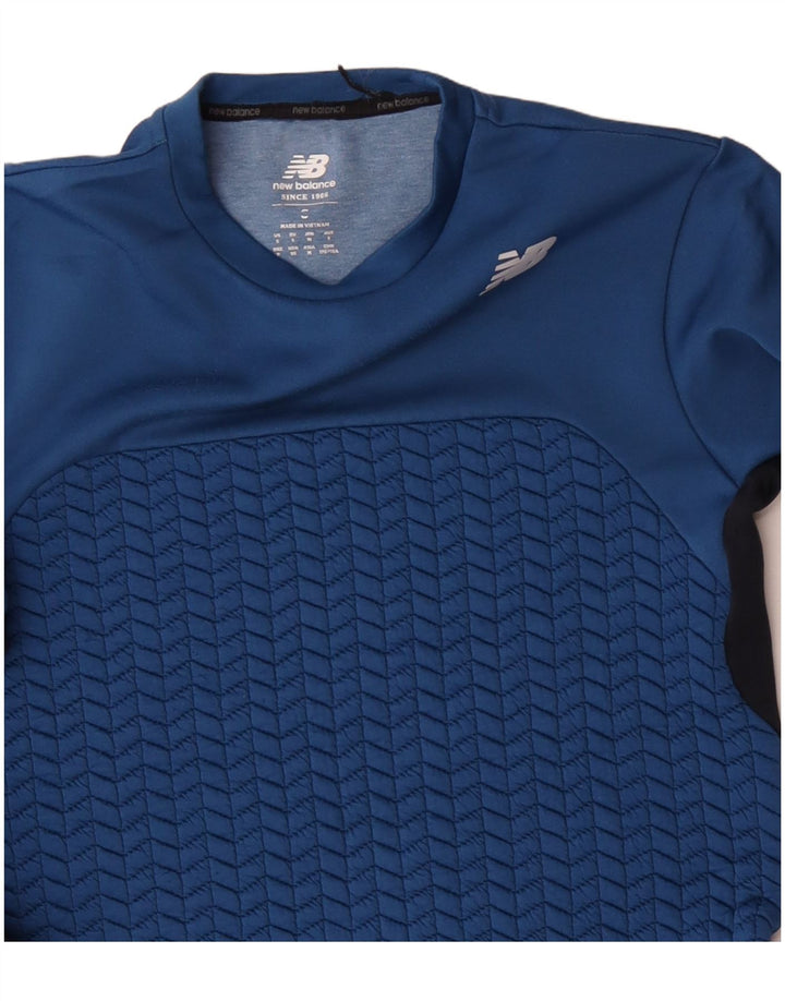 NEW BALANCE Mens Sweatshirt Jumper Small Blue Colourblock Polyester