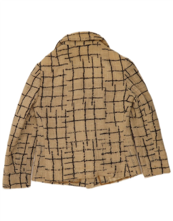Vintage Womens 4 Button Blazer Jacket UK 10 Small Beige Check