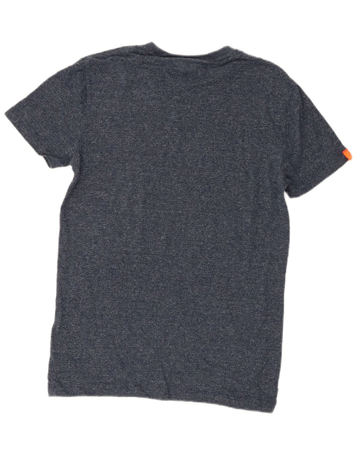 Superdry Mens T-Shirt Top Small Navy Blue Flecked Cotton