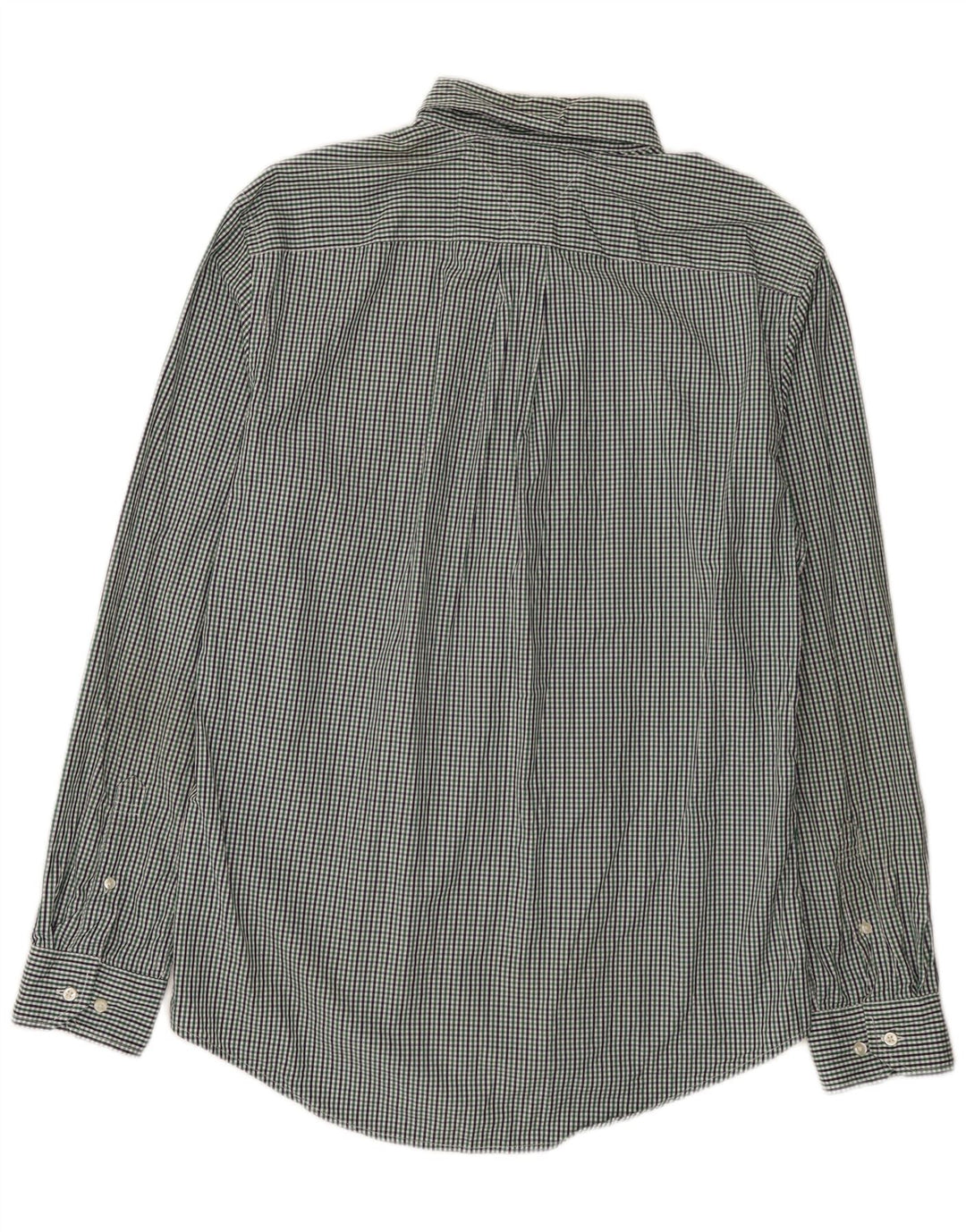 Tommy Hilfiger Mens Custom Fit Shirt Large Green Gingham Cotton