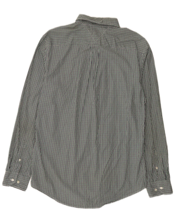 Tommy Hilfiger Mens Custom Fit Shirt Large Green Gingham Cotton