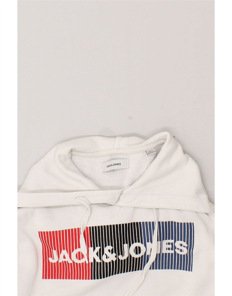 JACK & JONES Mens Graphic Hoodie Jumper Small White Cotton | Vintage Jack & Jones | Thrift | Second-Hand Jack & Jones | Used Clothing | Messina Hembry 