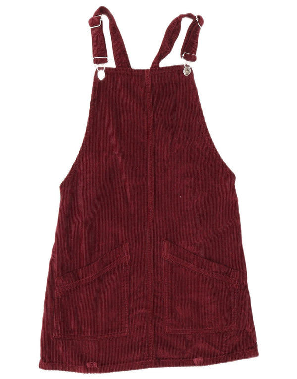 Topshop Womens Corduroy Dungaree Dress UK 6 XS  Burgundy Cotton