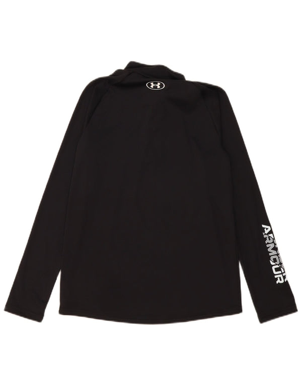 Under Armour Boys Zip Neck Graphic Top Long Sleeve 11-12 Years Large Black