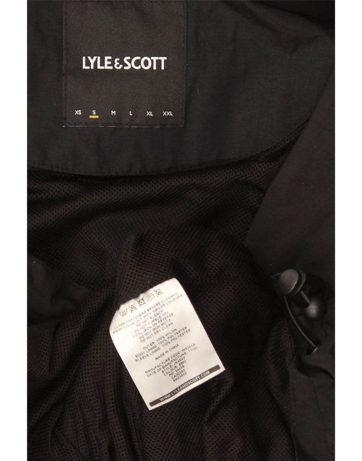 Lyle & Scott Mens Hooded Rain Jacket UK 36 Small Black Nylon
