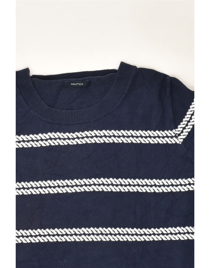 NAUTICA Womens 3/4 Sleeve Boat Neck Jumper Sweater UK 14 Large Navy Blue | Vintage Nautica | Thrift | Second-Hand Nautica | Used Clothing | Messina Hembry 