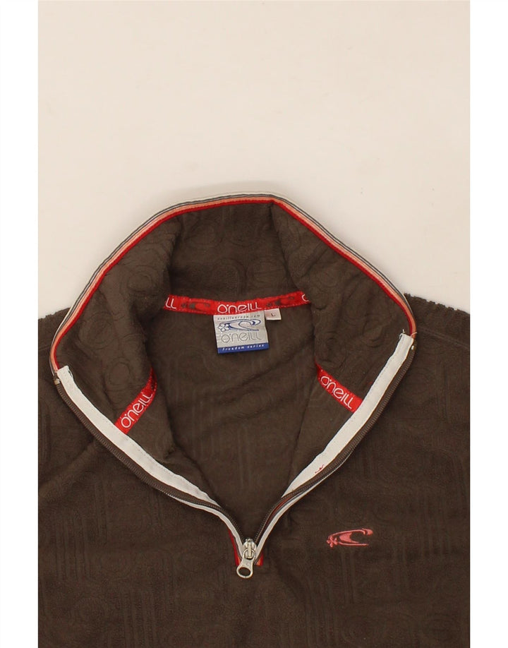 O'NEILL Womens Zip Neck Fleece Jumper UK 14 Large Brown Vintage O'Neill and Second-Hand O'Neill from Messina Hembry 