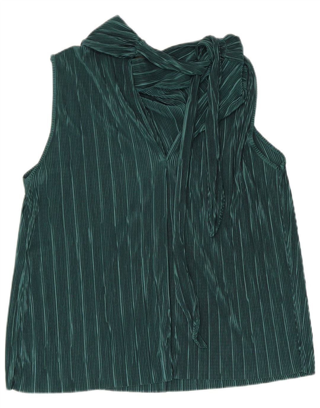 Zara Womens Sleeveless Blouse Top UK 14 Large Green Striped Polyester