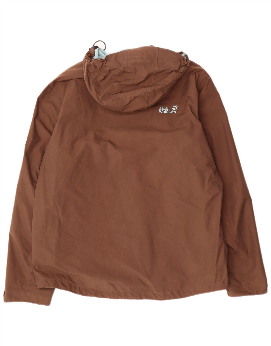 Jack Wolfskin Mens Hooded Rain Jacket UK 36/38 Medium Brown Polyamide