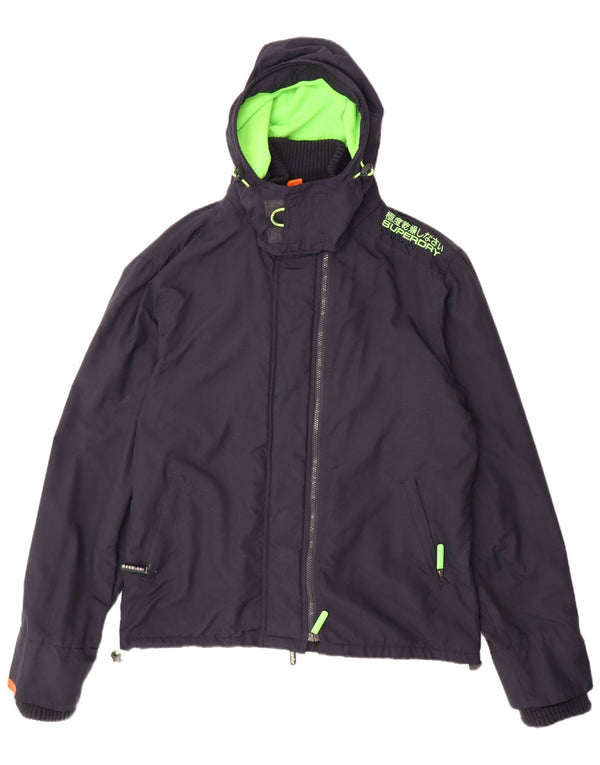 SUPERDRY Mens Windcheater Hooded Windbreaker Jacket UK 44 2XL Navy Blue