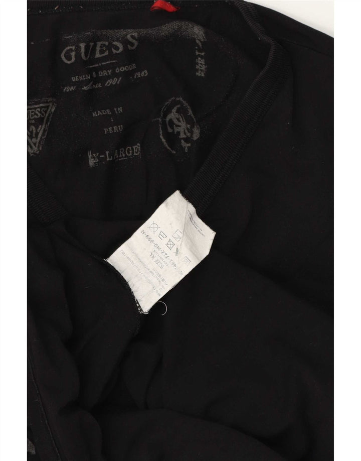 Guess Mens Graphic Top Long Sleeve XL Black Cotton