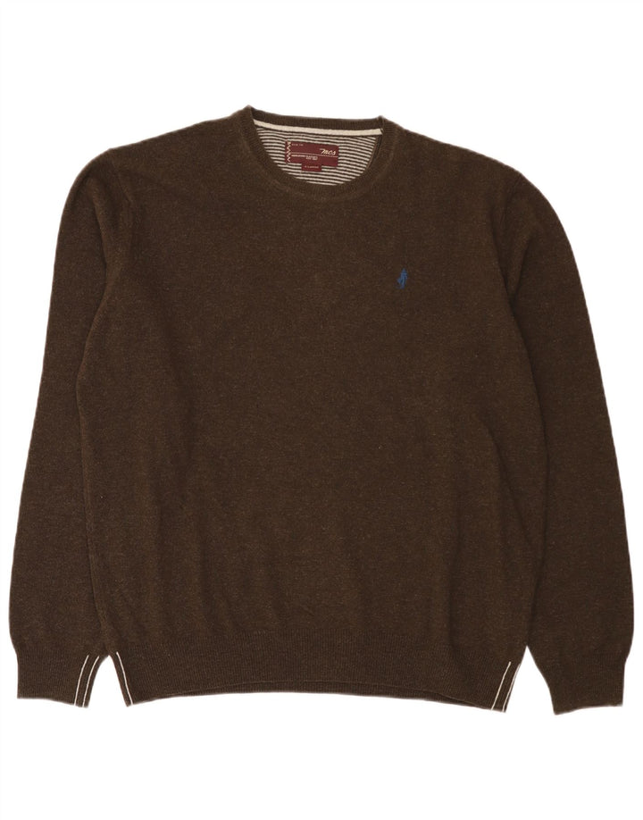 Marlboro Classics Mens Crew Neck Jumper Sweater XL Brown Wool