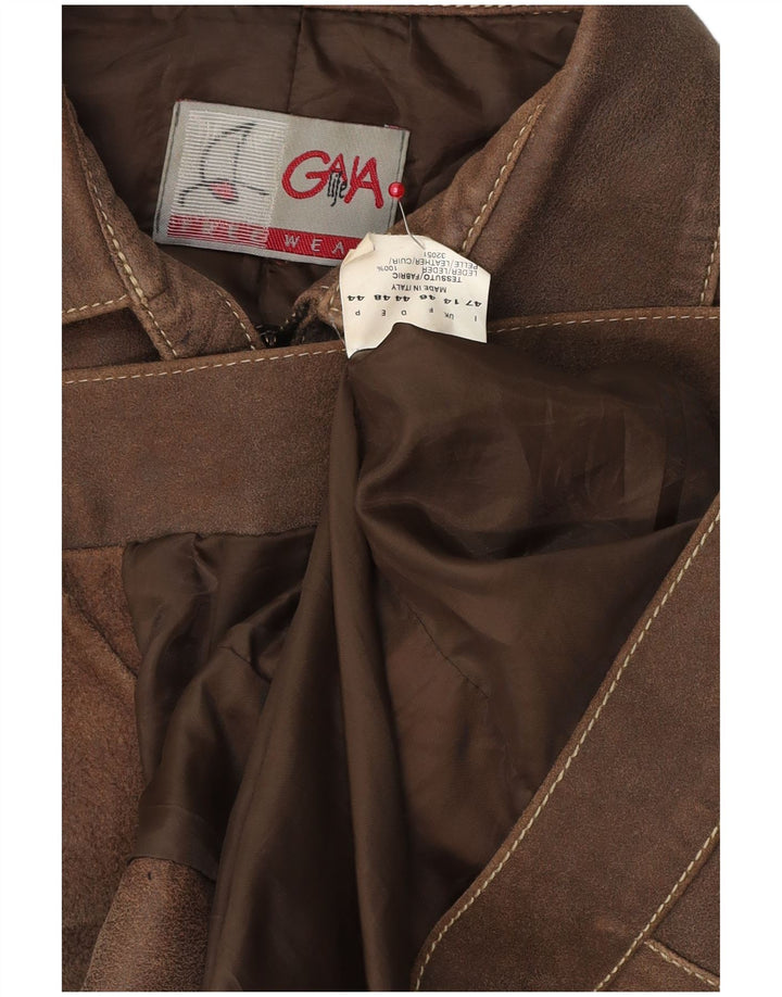Vintage Womens Leather Jacket UK 14 Large Brown Leather