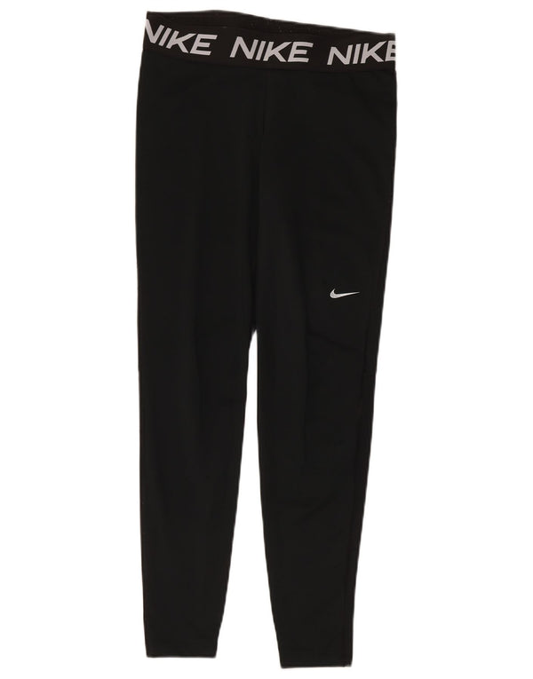 Nike Womens Dri Fit Graphic Leggings UK 14 Large  Black Polyester