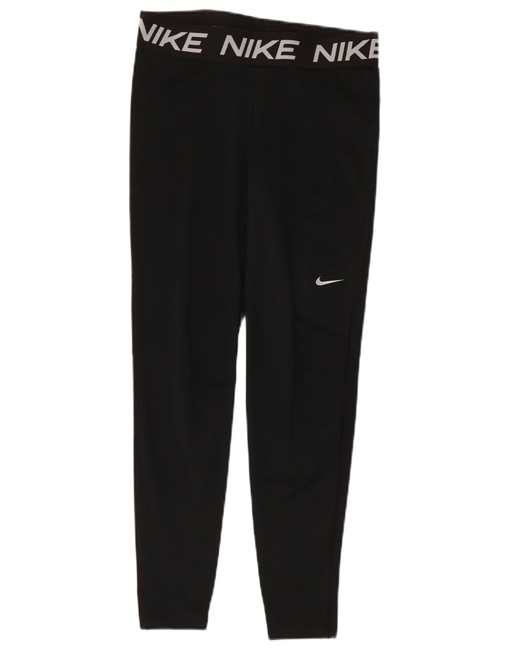 Nike Womens Dri Fit Graphic Leggings UK 14 Large  Black Polyester