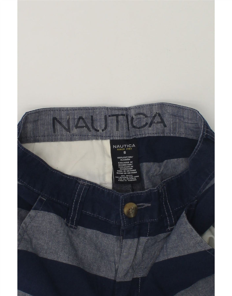 NAUTICA Boys Chino Shorts 7-8 Years W24  Navy Blue Striped Cotton | Vintage Nautica | Thrift | Second-Hand Nautica | Used Clothing | Messina Hembry 