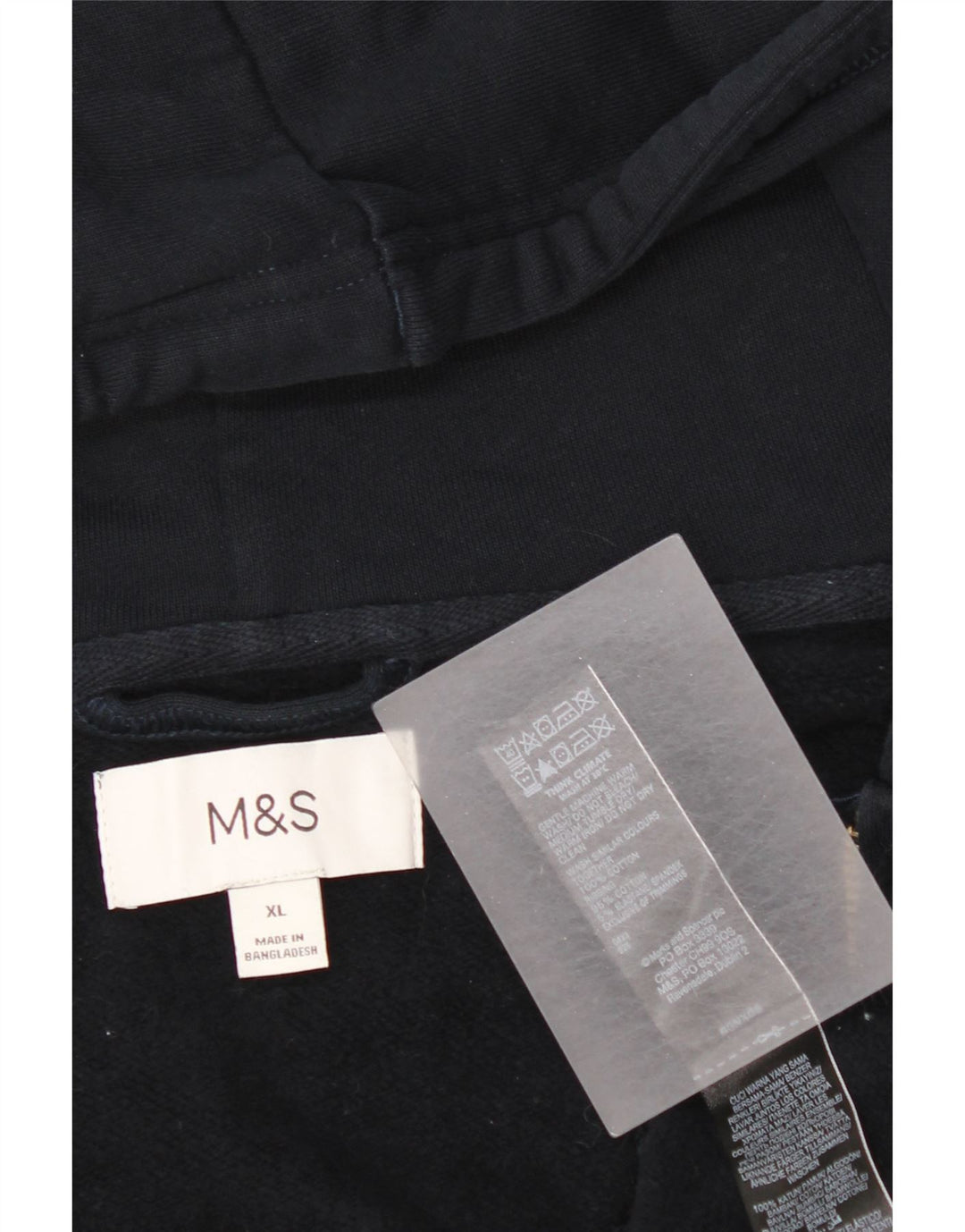 Marks & Spencer Mens Zip Hoodie Sweater XL Navy Blue Cotton