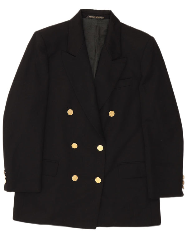 Marks & Spencer Womens Double Breasted Blazer Jacket UK 16 Large Black