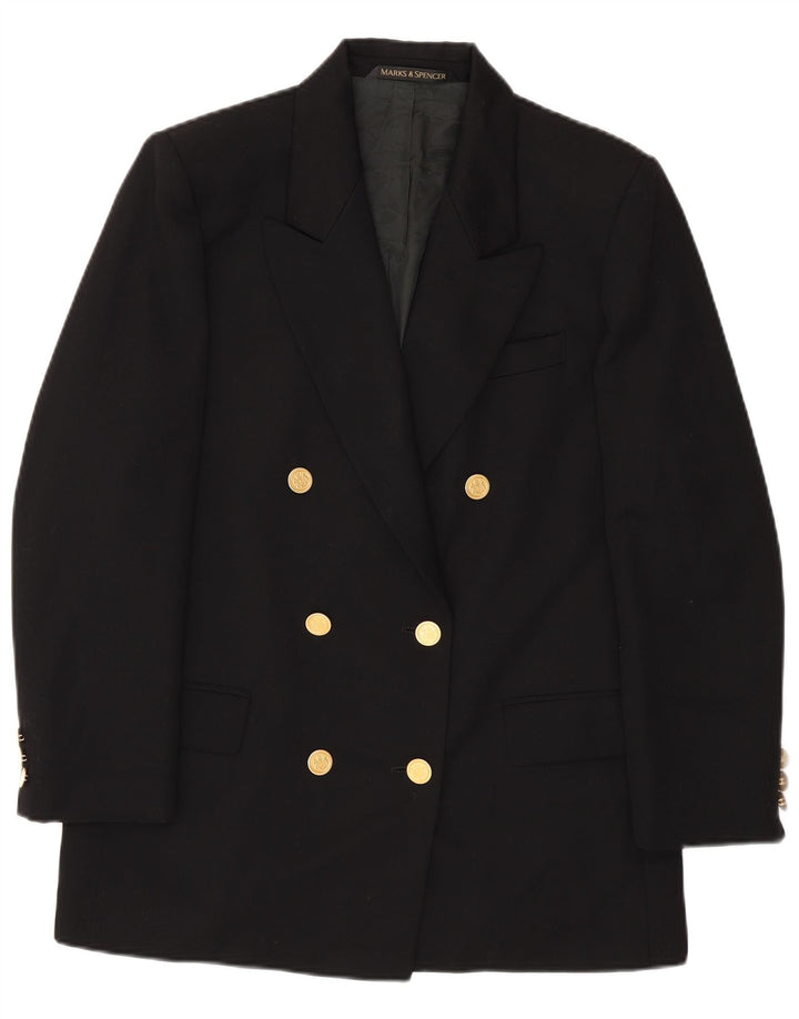Marks & Spencer Womens Double Breasted Blazer Jacket UK 16 Large Black