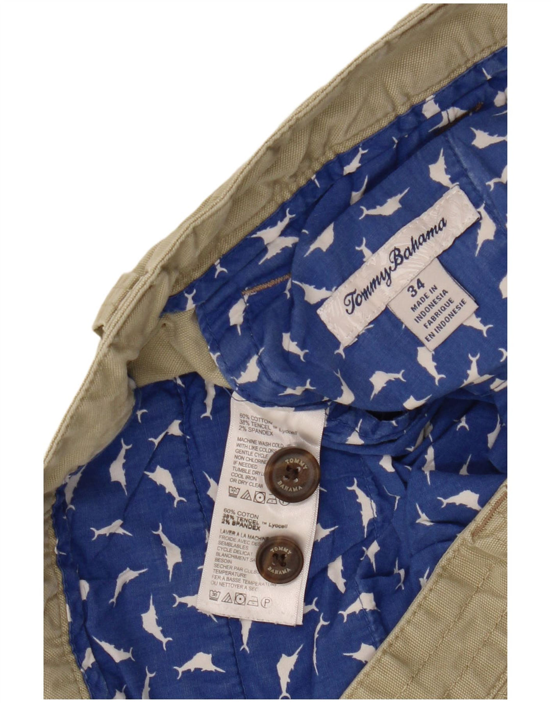 TOMMY BAHAMA Mens Cargo Shorts W34 Large  Khaki Cotton