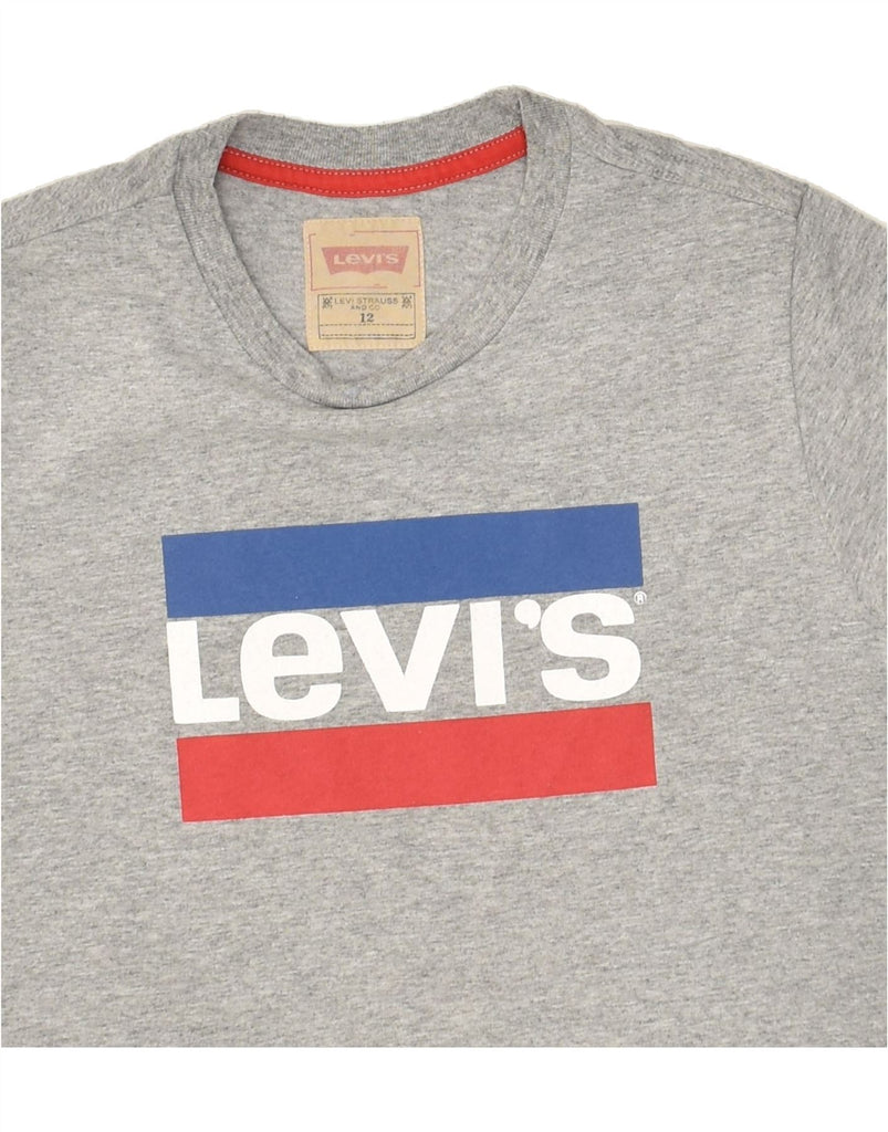 LEVI'S Boys Graphic T-Shirt Top 11-12 Years Grey Polyester | Vintage Levi's | Thrift | Second-Hand Levi's | Used Clothing | Messina Hembry 